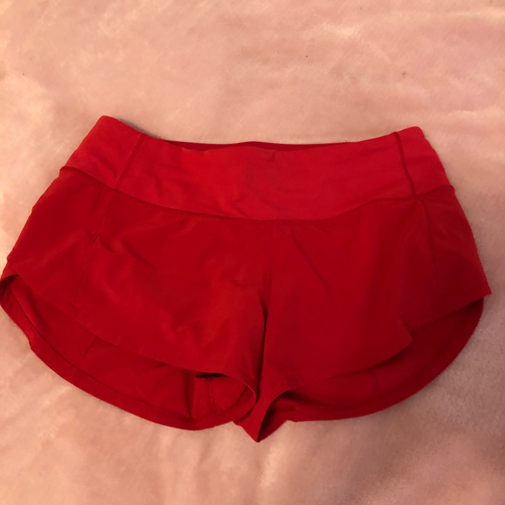 Red Lululemon Speed Up Shorts 2.5”